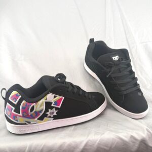 DC Shoes Women's Black Court Graffik Logo Skate Sneakers Low Top 8.5